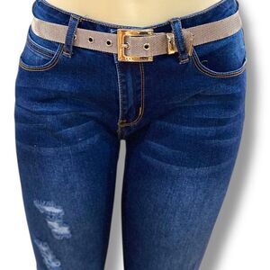 Stainless Steel Mesh Belt | Silver Grommet Chain | Y2K | NWT Perry Ellis